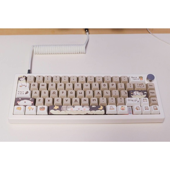 Custom modded mechanical keyboard GMK67 Lubed thocky hot-swap RGB Mouse Themed - Picture 2 of 9